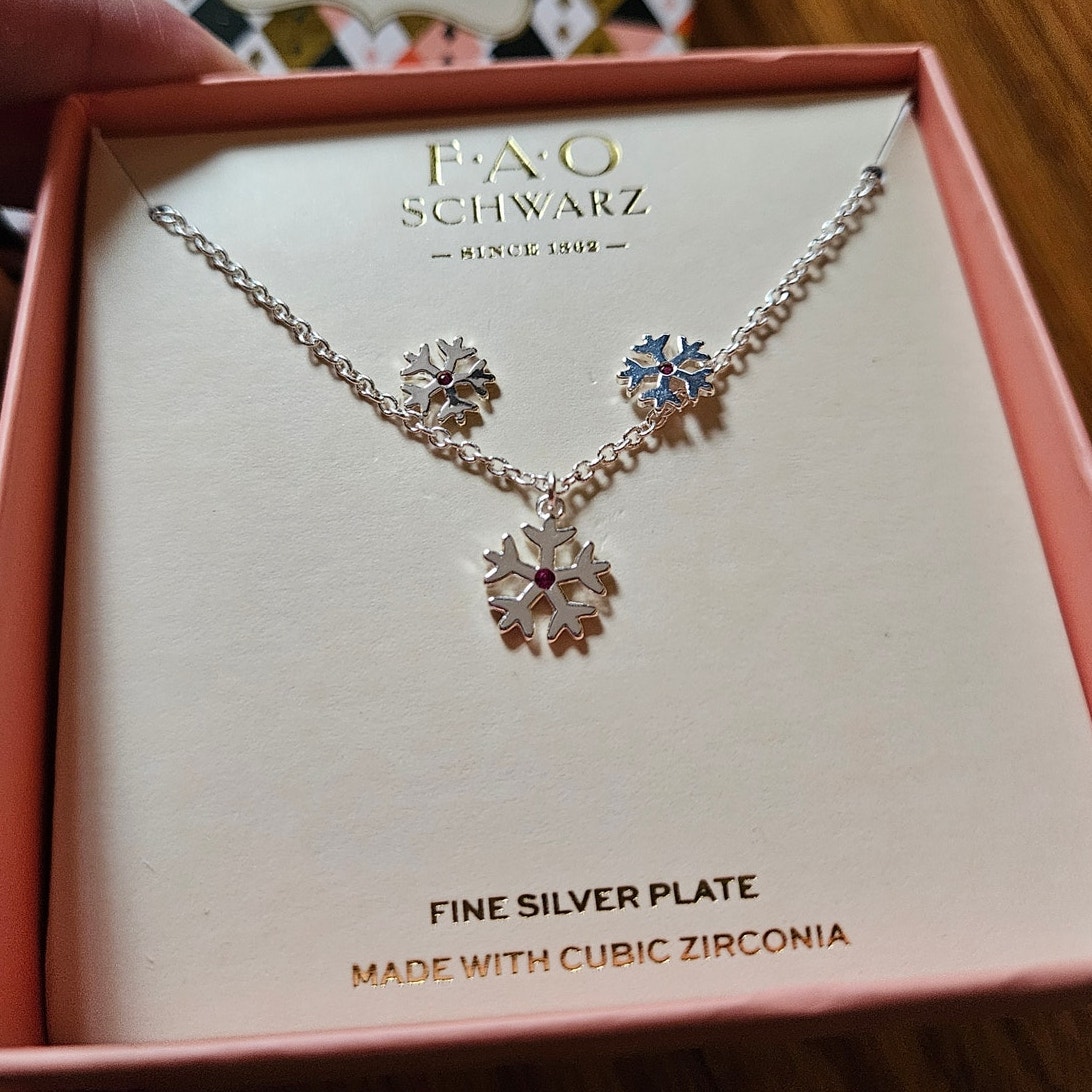 Fao Schwarz Fine Silver-Plated Cubic Zirconia Holiday Snowflake Jewelry Set